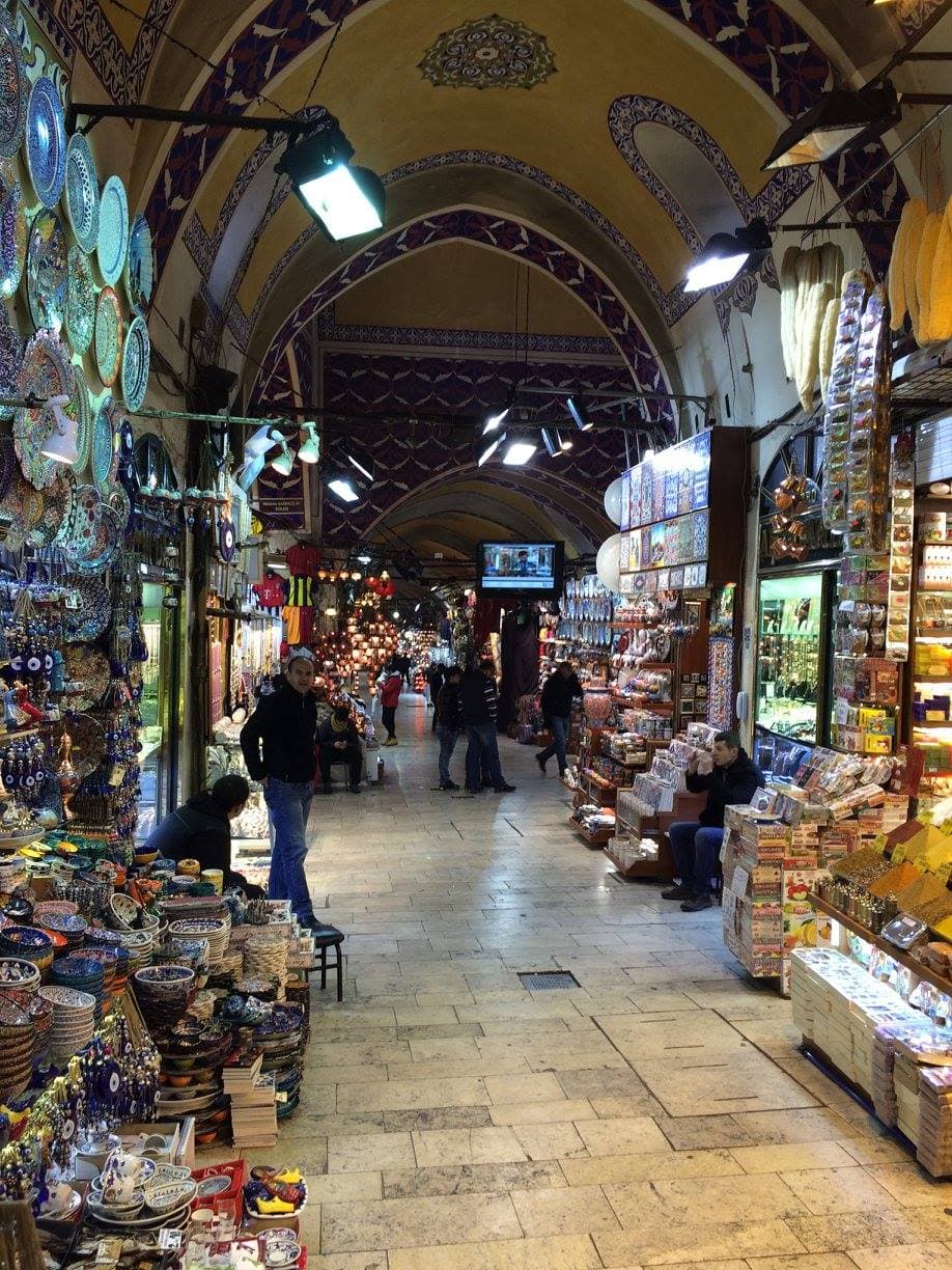 The covered streets of the Grand Bazaar, one of the oldest and largest covered markets in the world.