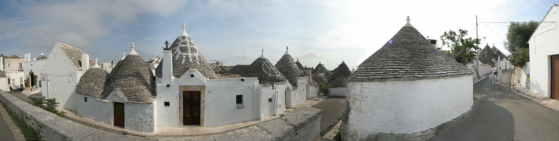 The lime-painted symbols on the cones of Rione Monti: repainted at every whitewashing and different from house to house.